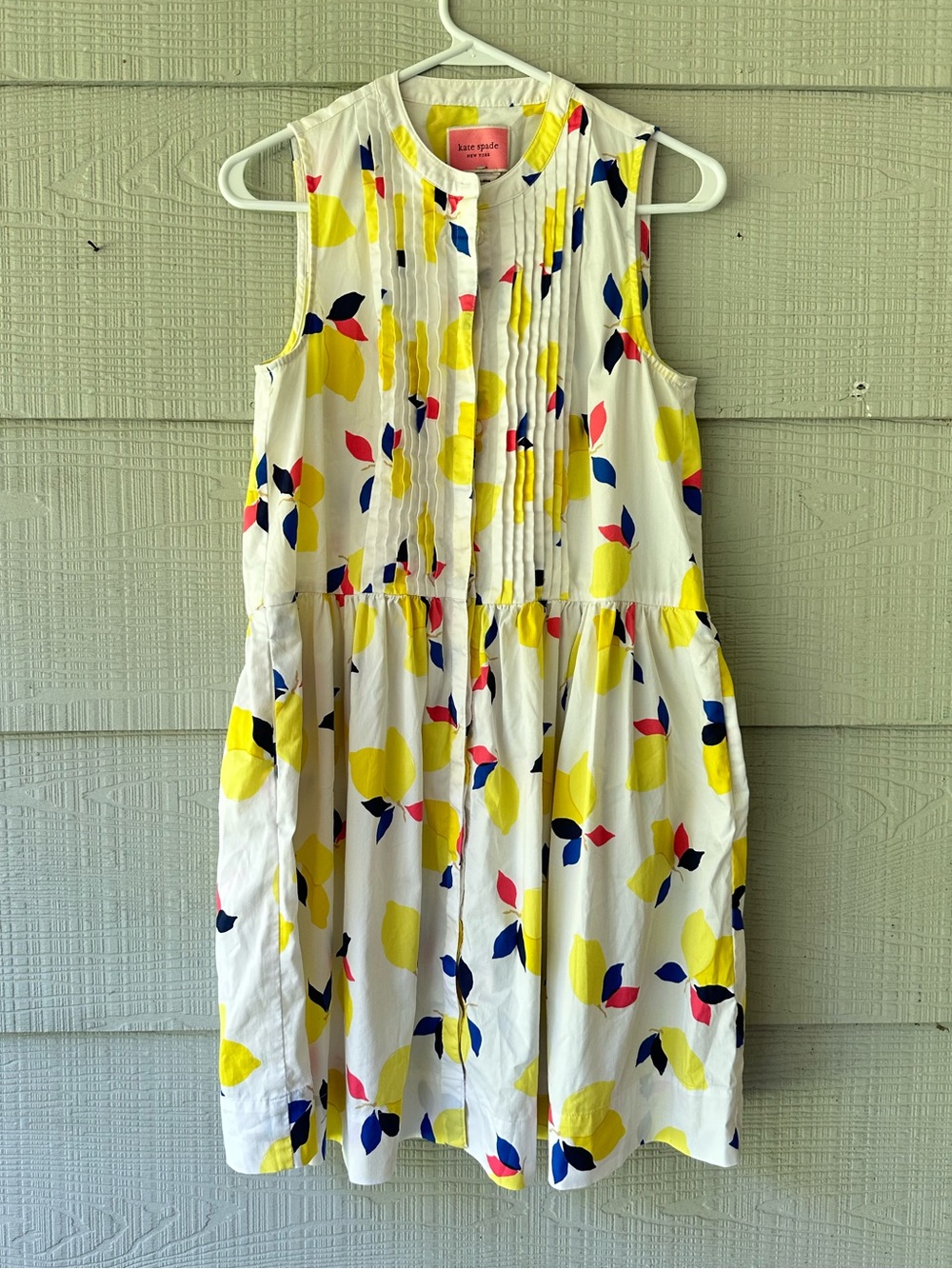 Kate Spade  "Lemon Zest" Shift  Sleeveless Button Front mini Dress~ S